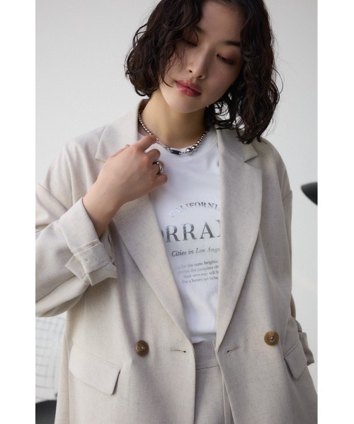 AZUL by moussy（アズールバイマウジー）の「ポリエステルリネンミックスダブルジャケット（テーラードジャケット・レディース・ライトブラック/ライトベージュ・FREE）」の16枚目の写真