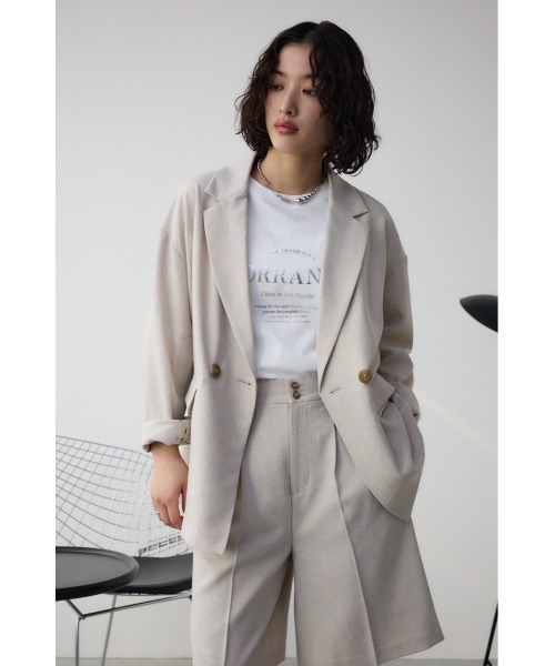 AZUL by moussy（アズールバイマウジー）の「ポリエステルリネンミックスダブルジャケット（テーラードジャケット・レディース・ライトブラック/ライトベージュ・FREE）」の17枚目の写真