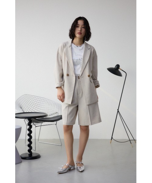 AZUL by moussy（アズールバイマウジー）の「ポリエステルリネンミックスダブルジャケット（テーラードジャケット・レディース・ライトブラック/ライトベージュ・FREE）」の18枚目の写真