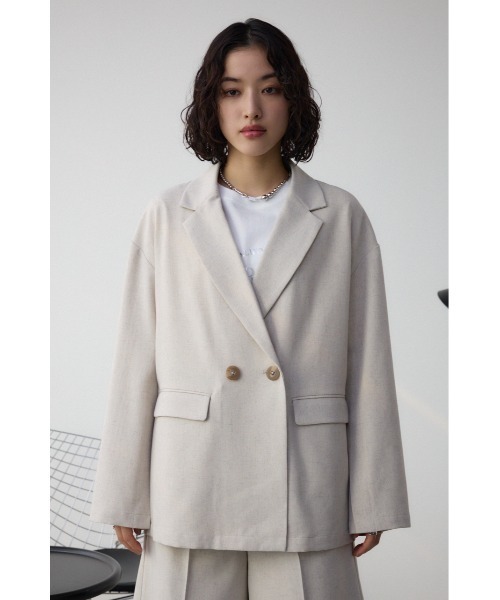 AZUL by moussy（アズールバイマウジー）の「ポリエステルリネンミックスダブルジャケット（テーラードジャケット・レディース・ライトブラック/ライトベージュ・FREE）」の19枚目の写真