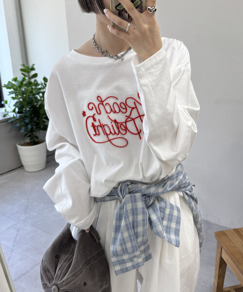 w closet（ダブルクローゼット）の「モールコードロンT（Tシャツ/カットソー・レディース・チャコールグレー/オフホワイト・FREE）」の2枚目の写真