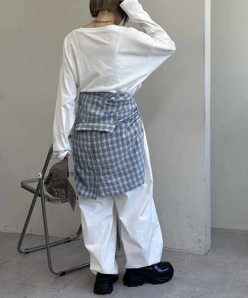 w closet（ダブルクローゼット）の「モールコードロンT（Tシャツ/カットソー・レディース・チャコールグレー/オフホワイト・FREE）」の3枚目の写真