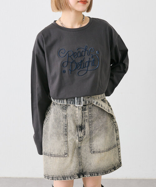 w closet（ダブルクローゼット）の「モールコードロンT（Tシャツ/カットソー・レディース・チャコールグレー/オフホワイト・FREE）」の4枚目の写真
