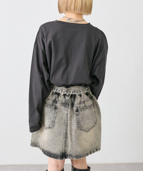 w closet（ダブルクローゼット）の「モールコードロンT（Tシャツ/カットソー・レディース・チャコールグレー/オフホワイト・FREE）」の7枚目の写真