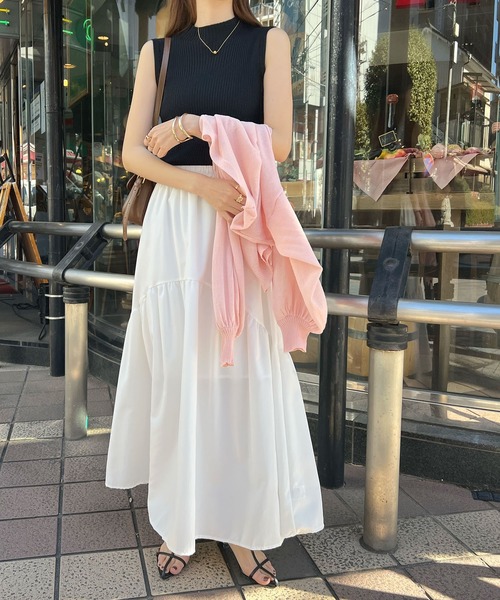 Futier land（フューティアランド）の「ギャザーデザインロングスカート（スカート・レディース・ブラック/ホワイト/ライトイエロー/アイボリー・LARGE/MEDIUM）」の17枚目の写真