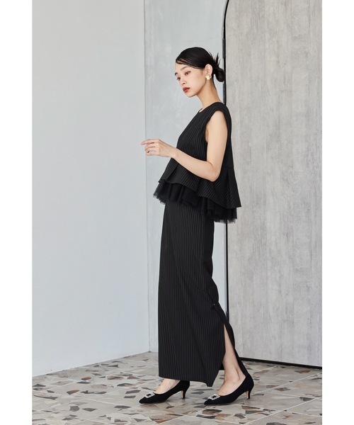 セール】ピンストライプぺプラムセットアップドレス ブラウス スカート