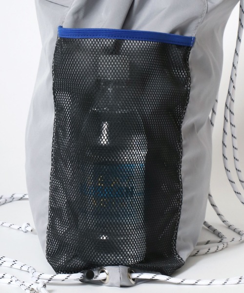 Salong hameu(サロン ハミュー)の「DAILY TECH KNAPSACK/サイドメッシュポケット テックナイロンナップサック/通学・ジム・ワンマイル/ストリートバッグ(バックパック/リュック・メンズ・ライトグレー/ライトピンク/ブラック・FREE)」の14枚目の写真