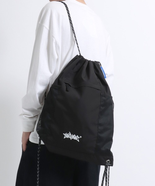 Salong hameu(サロン ハミュー)の「DAILY TECH KNAPSACK/サイドメッシュポケット テックナイロンナップサック/通学・ジム・ワンマイル/ストリートバッグ(バックパック/リュック・メンズ・ライトグレー/ライトピンク/ブラック・FREE)」の11枚目の写真