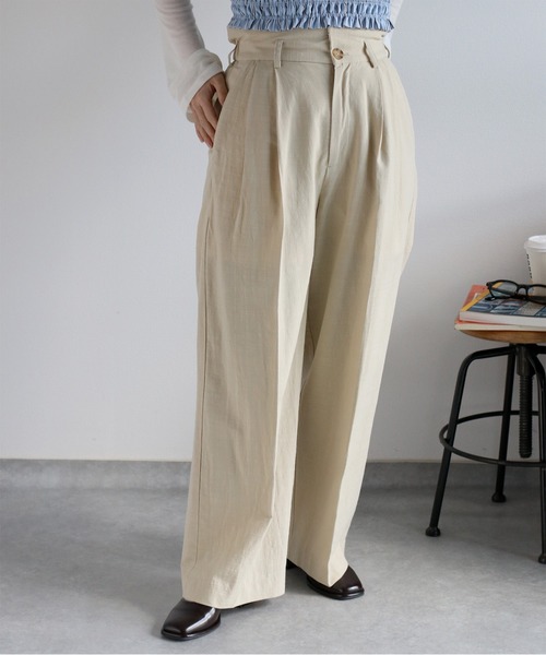 cepo（セポ）の「〈2way〉〈セットアップ対応〉コットンレーヨンスラブトラウザー（スラックス・レディース・オフホワイト/チャコール・S/M）」の2枚目の写真