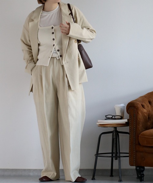 cepo（セポ）の「〈2way〉〈セットアップ対応〉コットンレーヨンスラブトラウザー（スラックス・レディース・オフホワイト/チャコール・S/M）」の12枚目の写真