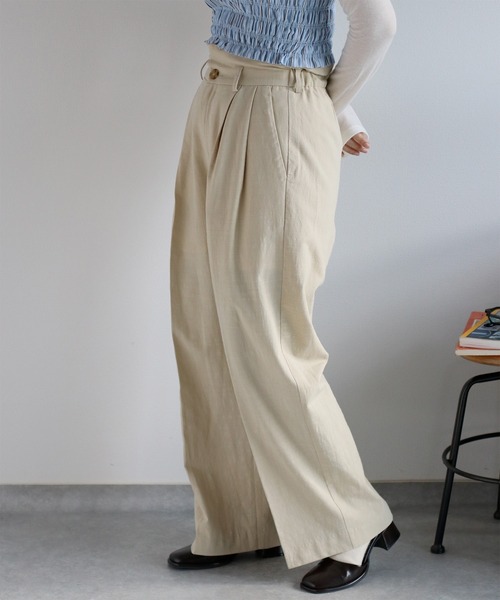 cepo（セポ）の「〈2way〉〈セットアップ対応〉コットンレーヨンスラブトラウザー（スラックス・レディース・オフホワイト/チャコール・S/M）」の4枚目の写真