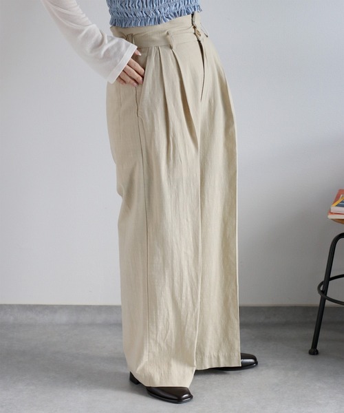 cepo（セポ）の「〈2way〉〈セットアップ対応〉コットンレーヨンスラブトラウザー（スラックス・レディース・オフホワイト/チャコール・S/M）」の6枚目の写真