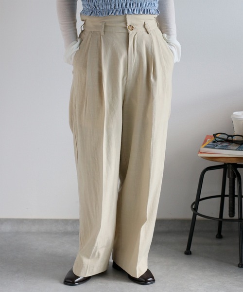 cepo（セポ）の「〈2way〉〈セットアップ対応〉コットンレーヨンスラブトラウザー（スラックス・レディース・オフホワイト/チャコール・S/M）」の3枚目の写真