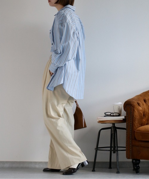 cepo（セポ）の「〈2way〉〈セットアップ対応〉コットンレーヨンスラブトラウザー（スラックス・レディース・オフホワイト/チャコール・S/M）」の9枚目の写真