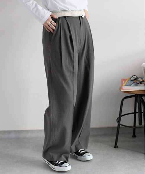 cepo（セポ）の「〈2way〉〈セットアップ対応〉コットンレーヨンスラブトラウザー（スラックス・レディース・オフホワイト/チャコール・S/M）」の17枚目の写真