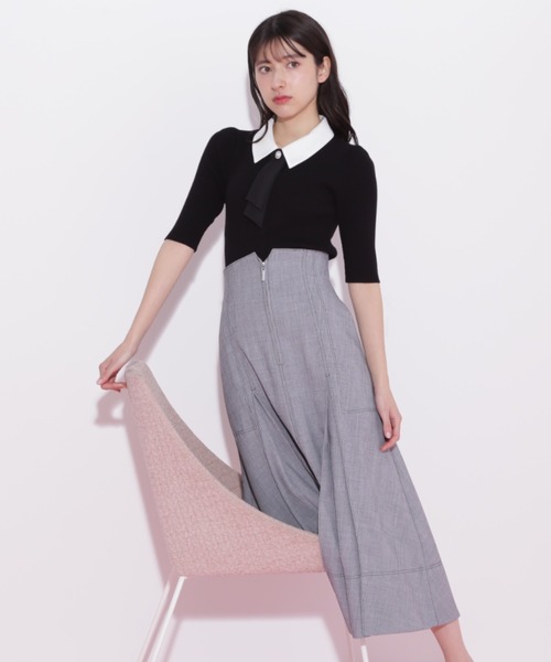 JILL by JILL STUART(ジルバイジルスチュアート)の「◇襟付きリボンタイニットトップス 5分袖(ニット/セーター・レディース・グレー/ブルー/ブラック/ホワイト系その他・FREE)」の7枚目の写真