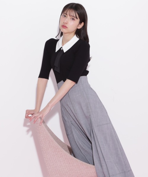 JILL by JILL STUART(ジルバイジルスチュアート)の「◇襟付きリボンタイニットトップス 5分袖(ニット/セーター・レディース・グレー/ブルー/ブラック/ホワイト系その他・FREE)」の8枚目の写真