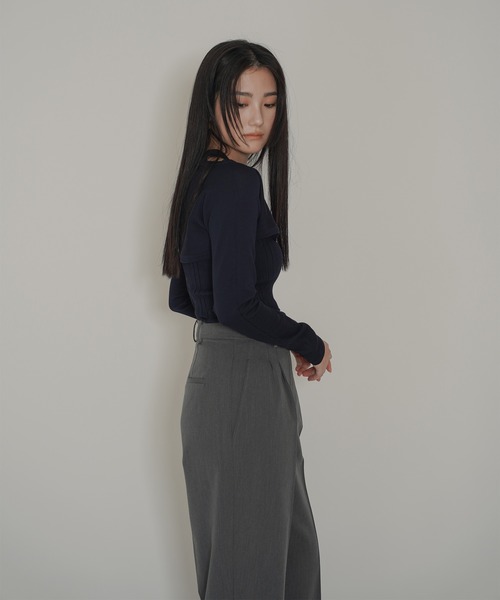 KINO THE KEI（キノザケイ）の「タック ワイド パンツ KINO THE KEI（その他パンツ・レディース・グレー/ブラック/ベージュ・M/S）」の8枚目の写真