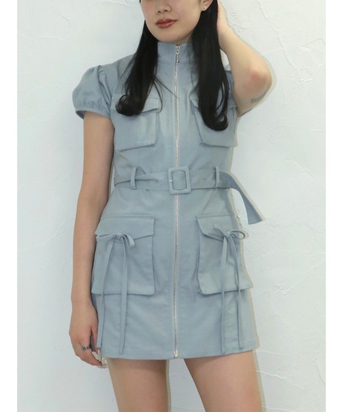 jouetie（ジュエティ）の「ミリタリーZIPミニワンピース（ワンピース・レディース・ブラック/カーキ/ブルー・MEDIUM）」の3枚目の写真