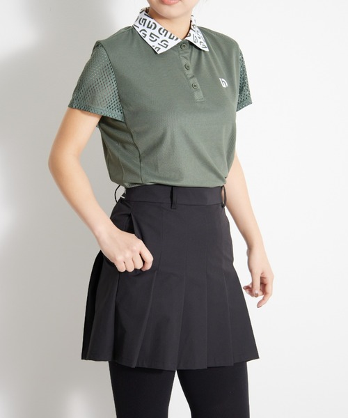 UNDOVE（アンドゥーブ）の「〈UNDOVEgolf〉【吸水速乾/ストレッチ/UV対策/接触冷感/衿付/メッシュ/ゴルフウェア/レディースゴルフウェア/ジャカードロゴgolf/初心者/中級者】袖メッシュ衿ロゴポロシャツ（ゴルフグッズ・レディース・グリーン/ブラック・X-LARGE/LARGE/MEDIUM）」の9枚目の写真