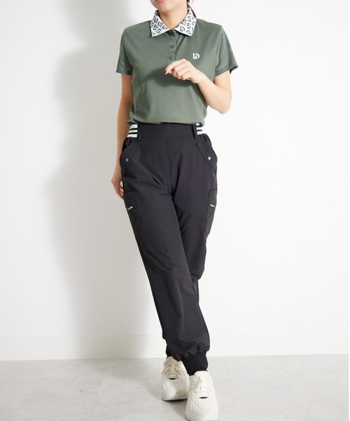 UNDOVE（アンドゥーブ）の「〈UNDOVEgolf〉【吸水速乾/ストレッチ/UV対策/接触冷感/衿付/メッシュ/ゴルフウェア/レディースゴルフウェア/ジャカードロゴgolf/初心者/中級者】袖メッシュ衿ロゴポロシャツ（ゴルフグッズ・レディース・グリーン/ブラック・X-LARGE/LARGE/MEDIUM）」の13枚目の写真