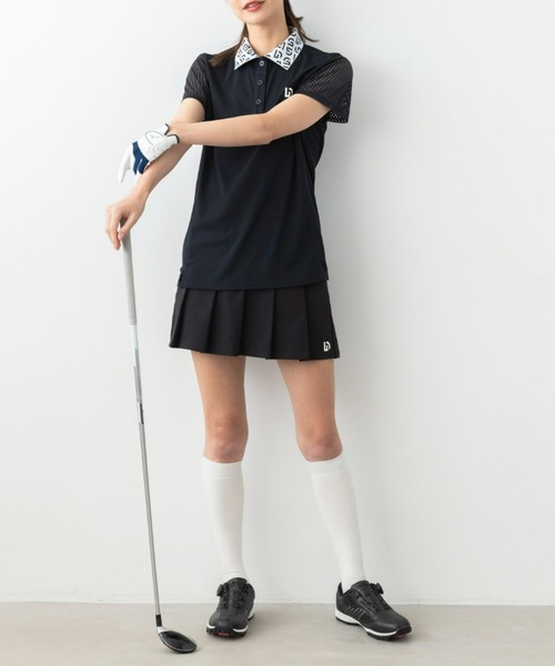 UNDOVE（アンドゥーブ）の「〈UNDOVEgolf〉【吸水速乾/ストレッチ/UV対策/接触冷感/衿付/メッシュ/ゴルフウェア/レディースゴルフウェア/ジャカードロゴgolf/初心者/中級者】袖メッシュ衿ロゴポロシャツ（ゴルフグッズ・レディース・グリーン/ブラック・X-LARGE/LARGE/MEDIUM）」の16枚目の写真