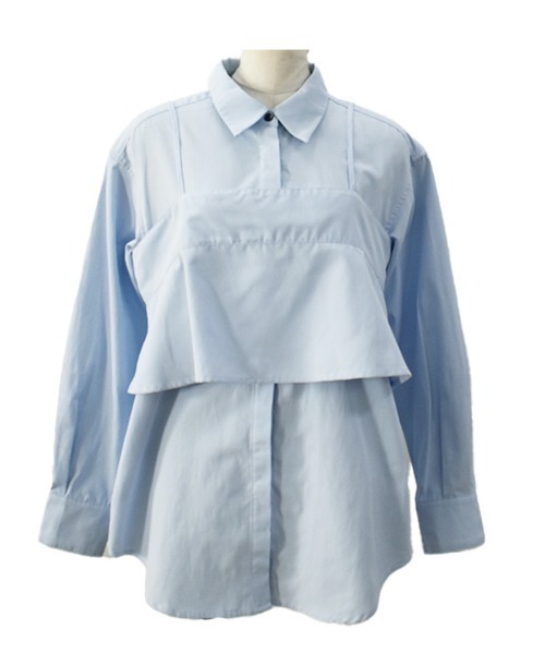 Reurie'(レウリィ)の「【2点セット】レイヤードビスチェ&シャツセット/layered bustier&shirt 長袖 襟付き シンプル 大人カジュアル きれいめ 重ね着 セットアップ オフィスカジュアル 韓国(アンサンブル・レディース・ネイビー/ブルー・FREE)」の20枚目の写真