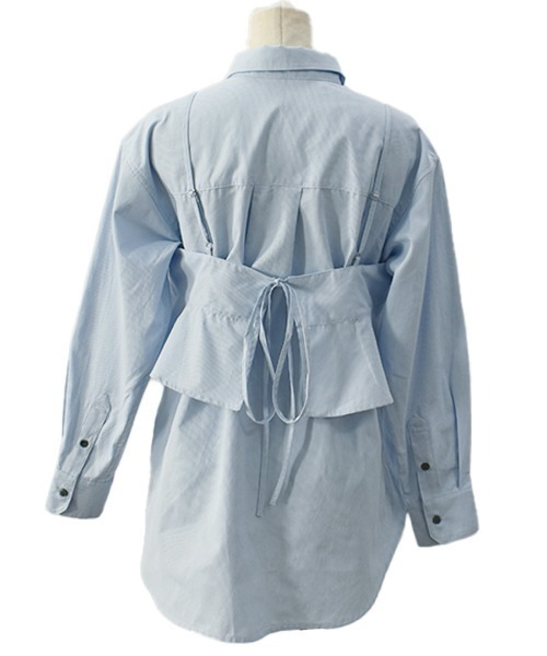 Reurie'(レウリィ)の「【2点セット】レイヤードビスチェ&シャツセット/layered bustier&shirt 長袖 襟付き シンプル 大人カジュアル きれいめ 重ね着 セットアップ オフィスカジュアル 韓国(アンサンブル・レディース・ネイビー/ブルー・FREE)」の21枚目の写真
