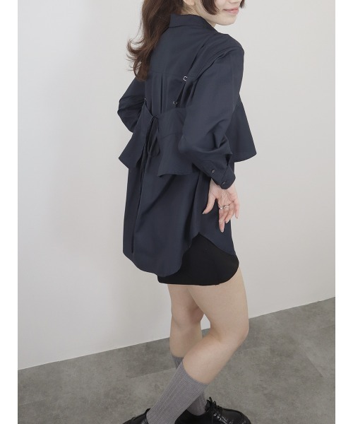 Reurie'(レウリィ)の「【2点セット】レイヤードビスチェ&シャツセット/layered bustier&shirt 長袖 襟付き シンプル 大人カジュアル きれいめ 重ね着 セットアップ オフィスカジュアル 韓国(アンサンブル・レディース・ネイビー/ブルー・FREE)」の18枚目の写真