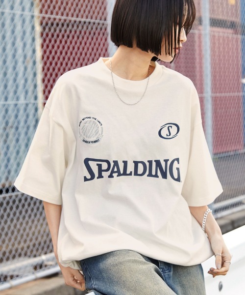 SPALDING（スポルディング）の「SPALDING/スポルディング 別注 ロゴ刺繍/プリント ゲームデザインドロスト半袖Tシャツ（Tシャツ/カットソー・メンズ・チャコール/ブラック/ネイビー/ピンク/ホワイト・L/M）」の7枚目の写真