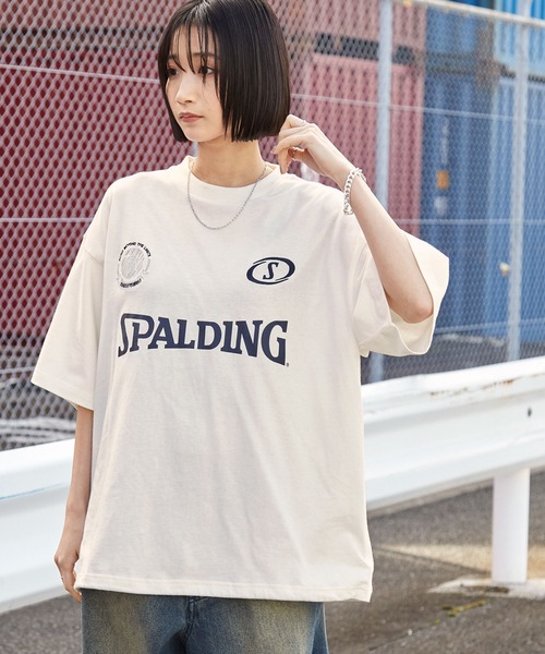 SPALDING（スポルディング）の「SPALDING/スポルディング 別注 ロゴ刺繍/プリント ゲームデザインドロスト半袖Tシャツ（Tシャツ/カットソー・メンズ・チャコール/ブラック/ネイビー/ピンク/ホワイト・L/M）」の8枚目の写真