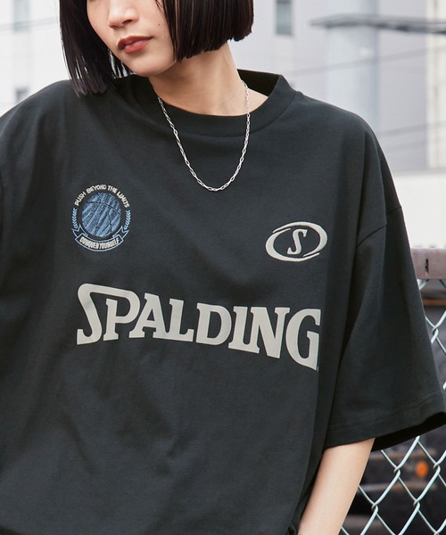 SPALDING（スポルディング）の「SPALDING/スポルディング 別注 ロゴ刺繍/プリント ゲームデザインドロスト半袖Tシャツ（Tシャツ/カットソー・メンズ・チャコール/ブラック/ネイビー/ピンク/ホワイト・L/M）」の21枚目の写真