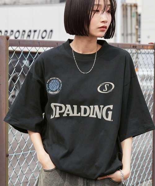 SPALDING（スポルディング）の「SPALDING/スポルディング 別注 ロゴ刺繍/プリント ゲームデザインドロスト半袖Tシャツ（Tシャツ/カットソー・メンズ・チャコール/ブラック/ネイビー/ピンク/ホワイト・L/M）」の22枚目の写真