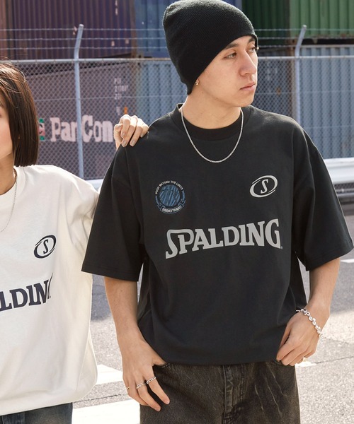 SPALDING（スポルディング）の「SPALDING/スポルディング 別注 ロゴ刺繍/プリント ゲームデザインドロスト半袖Tシャツ（Tシャツ/カットソー・メンズ・チャコール/ブラック/ネイビー/ピンク/ホワイト・L/M）」の13枚目の写真
