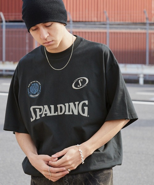 SPALDING（スポルディング）の「SPALDING/スポルディング 別注 ロゴ刺繍/プリント ゲームデザインドロスト半袖Tシャツ（Tシャツ/カットソー・メンズ・チャコール/ブラック/ネイビー/ピンク/ホワイト・L/M）」の14枚目の写真
