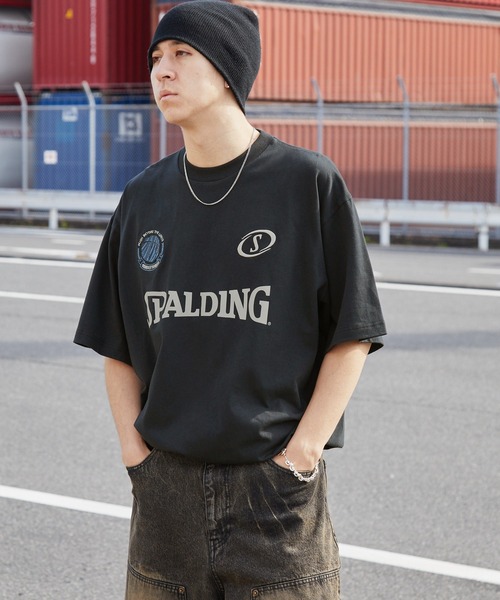 SPALDING（スポルディング）の「SPALDING/スポルディング 別注 ロゴ刺繍/プリント ゲームデザインドロスト半袖Tシャツ（Tシャツ/カットソー・メンズ・チャコール/ブラック/ネイビー/ピンク/ホワイト・L/M）」の15枚目の写真