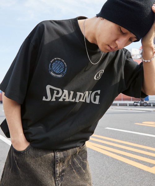 SPALDING（スポルディング）の「SPALDING/スポルディング 別注 ロゴ刺繍/プリント ゲームデザインドロスト半袖Tシャツ（Tシャツ/カットソー・メンズ・チャコール/ブラック/ネイビー/ピンク/ホワイト・L/M）」の16枚目の写真