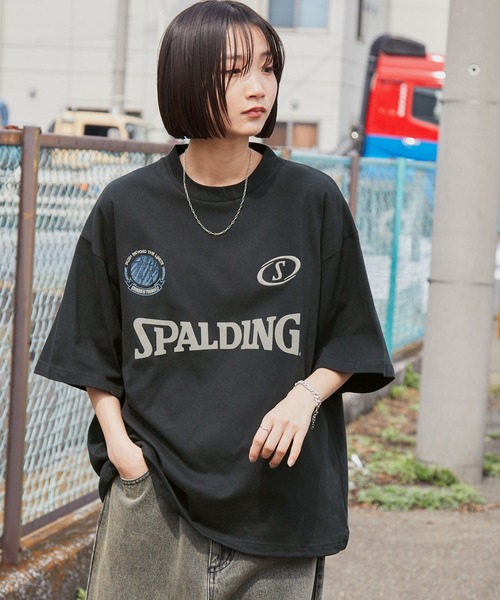SPALDING（スポルディング）の「SPALDING/スポルディング 別注 ロゴ刺繍/プリント ゲームデザインドロスト半袖Tシャツ（Tシャツ/カットソー・メンズ・チャコール/ブラック/ネイビー/ピンク/ホワイト・L/M）」の20枚目の写真