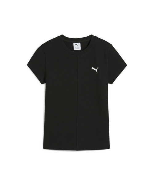 PUMA(プーマ)の「PUMA プーマ ウィメンズ ワードローブ ESS リブ スリム 半袖 Tシャツ(Tシャツ/カットソー・レディース・ホワイト/ブラック・MEDIUM/LARGE/SMALL/X-LARGE)」の2枚目の写真