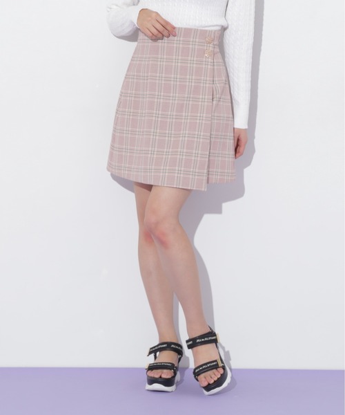 JILL by JILL STUART（ジルバイジルスチュアート）の「◇ラップ風カラーチェックミニスカート（スカート・レディース・ピンク/ベージュ・SMALL/MEDIUM）」の5枚目の写真