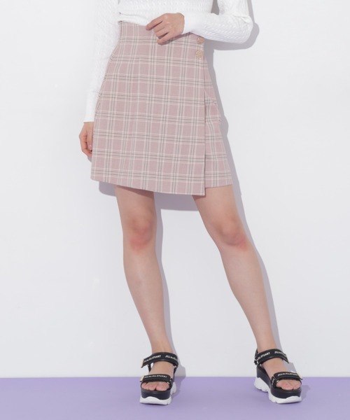 JILL by JILL STUART（ジルバイジルスチュアート）の「◇ラップ風カラーチェックミニスカート（スカート・レディース・ピンク/ベージュ・SMALL/MEDIUM）」の4枚目の写真