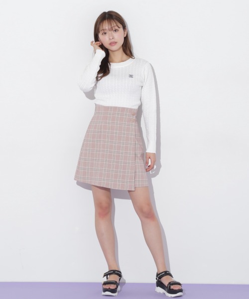JILL by JILL STUART（ジルバイジルスチュアート）の「◇ラップ風カラーチェックミニスカート（スカート・レディース・ピンク/ベージュ・SMALL/MEDIUM）」の7枚目の写真