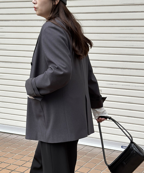 JOURNAL STANDARD（ジャーナルスタンダード）の「《WEB限定追加9》ライクストレッチジャケット（テーラードジャケット・レディース・ブラック/チャコールグレー・36/38）」の13枚目の写真