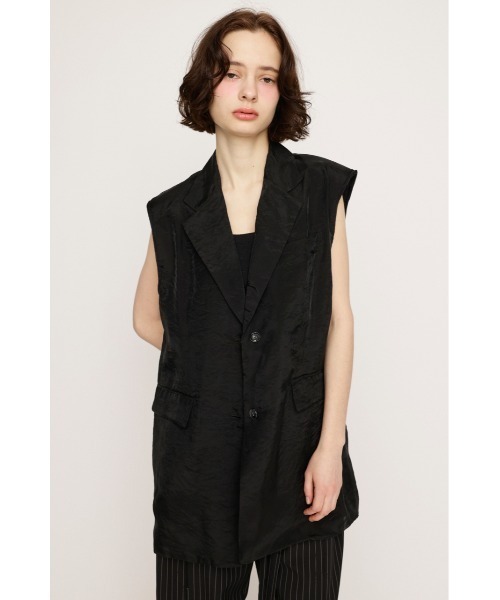 SLY(スライ)の「SHEER TAILOR VEST シアー テイラー ベスト(ベスト・レディース・ベージュ/ブラック・FREE)」の4枚目の写真