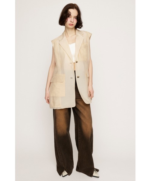 SLY(スライ)の「SHEER TAILOR VEST シアー テイラー ベスト(ベスト・レディース・ベージュ/ブラック・FREE)」の8枚目の写真