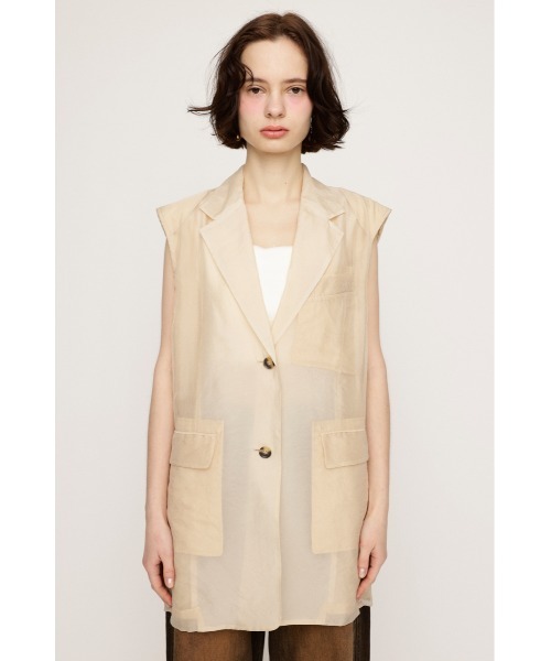 SLY(スライ)の「SHEER TAILOR VEST シアー テイラー ベスト(ベスト・レディース・ベージュ/ブラック・FREE)」の9枚目の写真