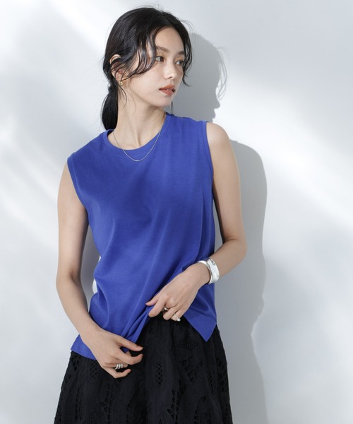 NANO universe（ナノユニバース）の「Anti Soaked(R) 汗染み防止カラフルノースリTシャツ（Tシャツ/カットソー・レディース・ライトイエロー/ライトピンク/サーモンピンク/ブルー/サックスブルー・S/M）」の3枚目の写真