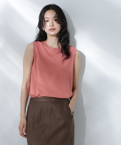 NANO universe（ナノユニバース）の「Anti Soaked(R) 汗染み防止カラフルノースリTシャツ（Tシャツ/カットソー・レディース・ライトイエロー/ライトピンク/サーモンピンク/ブルー/サックスブルー・S/M）」の16枚目の写真