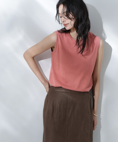 NANO universe（ナノユニバース）の「Anti Soaked(R) 汗染み防止カラフルノースリTシャツ（Tシャツ/カットソー・レディース・ライトイエロー/ライトピンク/サーモンピンク/ブルー/サックスブルー・S/M）」の17枚目の写真