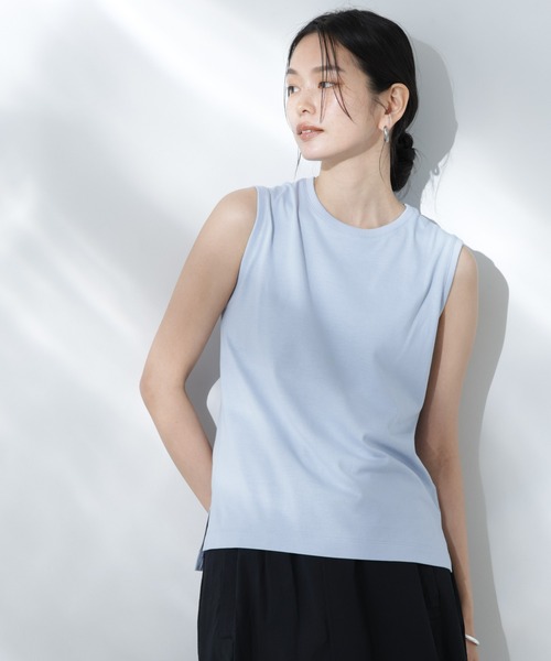 NANO universe（ナノユニバース）の「Anti Soaked(R) 汗染み防止カラフルノースリTシャツ（Tシャツ/カットソー・レディース・ライトイエロー/ライトピンク/サーモンピンク/ブルー/サックスブルー・S/M）」の7枚目の写真